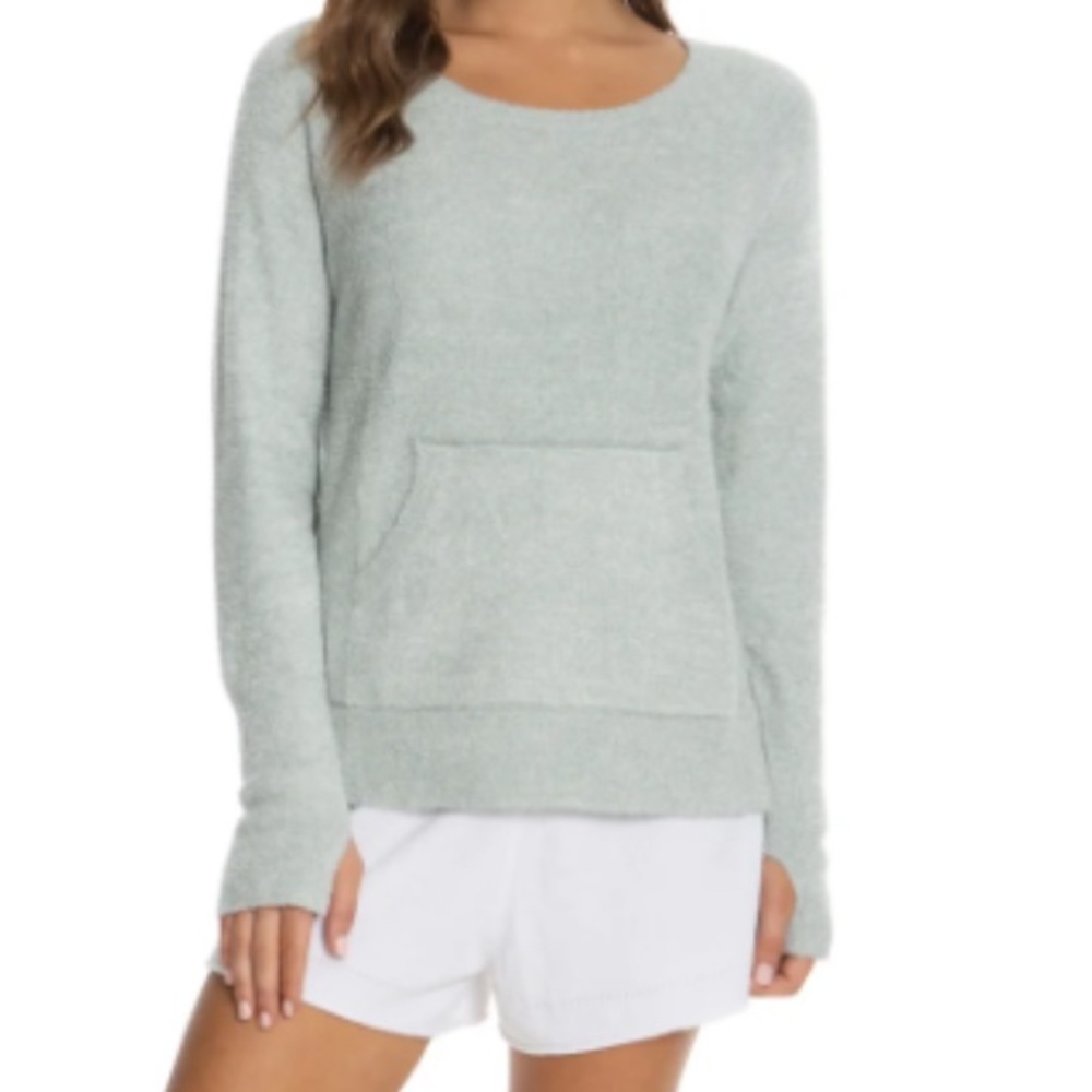 Barefoot Dreams CozyChic Lite® Raglan Crew Heathers meadow green Pearl-Size: XL